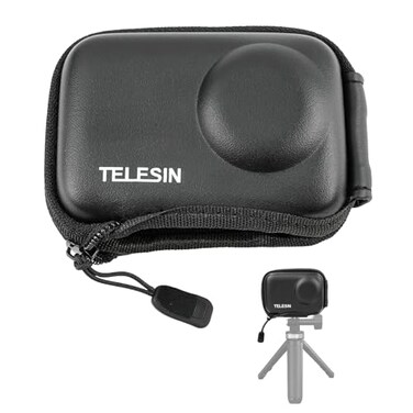 TELESIN Mini Carry Case Lens Protector for DJI Action 5 Pro Action 4 Action 3 Insta 360 Ace Insta360 Ace Pro Accessories Mini Protective Carrying Bag Half Zipper for Selfie Stick Tripod Accessory