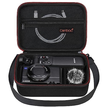 Canboc Carrying Camera Case for Sony ZV1F ZV1 ZV1 II Vlog Digital Camera Vlogger Accessory Kit Tripod Travel Storage Bag with Strap Mesh Pocket fit Cable Black Case Only