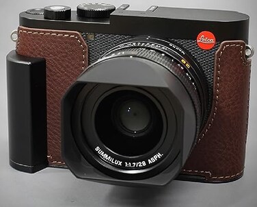 LIM'S LIMS Genuine Italy Leather Camera Half Case Metal Grip Dovetail Plate for Leica Q3 Brown