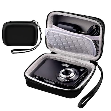 Senvitate Digital Camera Case Compatible with Kodak PixProCanon PowerShotSony DSC Hard Shell Camera Protective Carrying Bag for CableSD Card Black