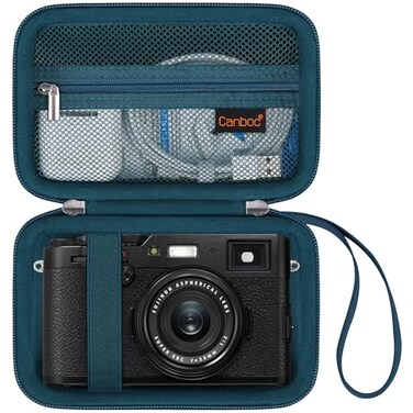 Canboc Carrying Case for Fujifilm X100V X100VI X100F X100S XE5 Digital Camera Zipper Mesh Pocket fit USB Cable Blue Case Only