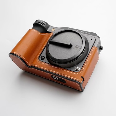 Uchandmade Handmade Genuine Leather Camera Half Case for Hasselblad X2D Top Layer Cowhide Body Metal Base Plate Hand Shank 3in1 Design Brownmbox