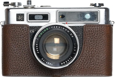 BMAOLLONGB Electro 35 GSN Case Handmade Genuine Real Leather Half Camera Case Bag Cover for Yashica Electro 35 GSN Film Camera With Hand Strap Coffee