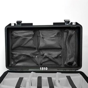LAFENLIN Lid Organizer for Pelican 1510 Case 5 Mesh Pockets Storage Organizer Fits Camera Cases Diving Dry Boxes Hard Cases Toolboxes Includes Screws Hook and Loop Strap Durable Shockproof