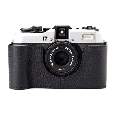 DBZZ for pentax 17 case Handmade Genuine Leather Camera Protective Half Camera case for Pentax 17 Black