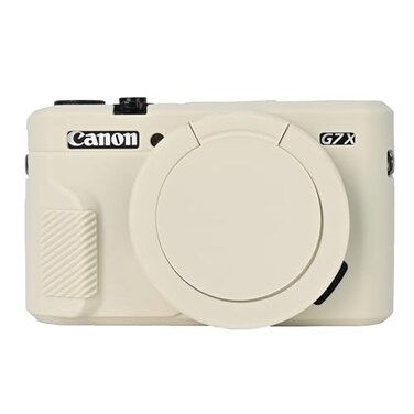 Easy Hood G7X Mark II Case Protective Case for Canon Powershot G7X Mark II Digital Camera Removable Lens Cover Silicone Sleeve Soft Camera Cover Rubber Protective Body Skin Beige