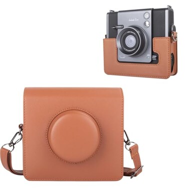 HIYQIN Fuji Wide EVO 2in1 Instant Camera Case PU Leather Protective Case for Instax Wide EVO Caemra and Printer WIDE EVO Carrying Bag with Adjustable Shoulder Strap Brown