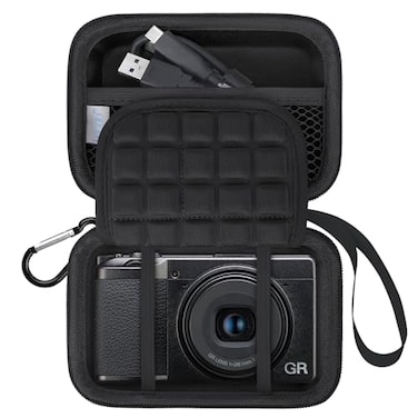 Lacdo Camera Case for RICOH GR IVRICOH GR III HDFGR IIIx HDFGR IIIxGR IIIGR IIGR Digital Camera Hard Protective Camera Storage Trave Bag Mesh Pocket fits Batteries USB Cable Black
