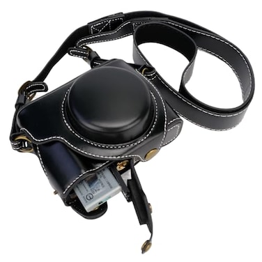 Bowan G7X Mark II G7X Mark III Camera Case Vintage PU Leather Camera Case for Sony G7X Mark II G7X Mark III DSLR Camera Protective Leather Camera Case Bag with Camera Shoulder Strap black