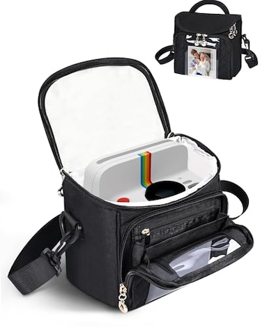 Telawsfun Camera Case Compatible with Polaroid Now 2nd3rd Instant Camera Crossbody Camera Carrying Bag with Easy Photo Window Adjustable StrapBlack
