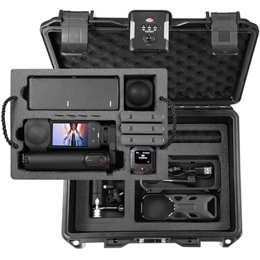 STARTRC VCR Carrying Case Organizer for Insta360 X5 TSA Lockable Double Layer Hard Shell Travel Waterproof Case for Insta 360 X5 X4 Accessories for Foldable Selfie Stick Charging Hub Utility Frame Met