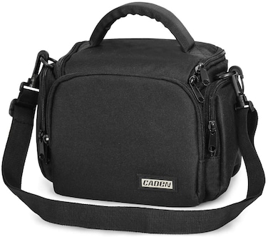 CADeN Compact Camera Shoulder Crossbody Bag Case Compatible for Nikon Canon Sony SLRDSLR Mirrorless Cameras and Lenses Waterproof10 S Black