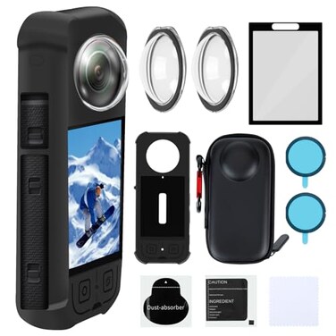 Vasgather Camera Protective Accessories Kit for Insta 360 X3 Include Silicone Protective CoverScreen ProtectorsCamera Casewith BuckleFront Behind Lens Guard