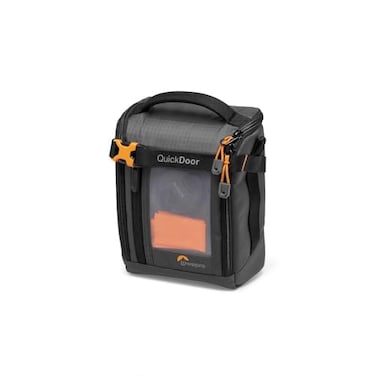Lowepro GearUp Creator Box Medium II Mirrorless and DSLR Camera Bag Camera Case with QuickDoor Access Made with Recycled Fabric Orange Padded Interior Dividers Greyy