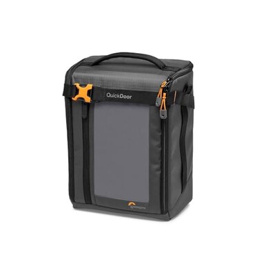 Lowepro GearUp Creator Box Large II Mirrorless and DSLR Camera Bag Camera Case with QuickDoor Access Made with Recycled Fabric Orange Padded Interior Dividers Grey