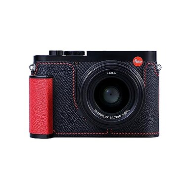 SIUTATDSH Camera Half Case for Leica Q3 Vintage Metal Genuine Leather Camera Protective Cases Stylish Portable Shockproof BlackC