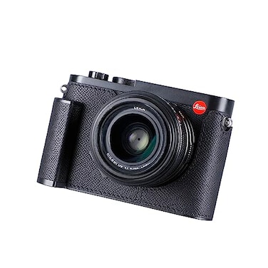 SIUTATDSH Camera Half Case for Leica Q3 Vintage Metal Genuine Leather Camera Protective Cases Stylish Portable Shockproof Black