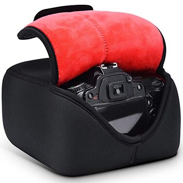CADeN DSLR SLR Camera Sleeve Case with Neoprene Protection Compatible for Nikon Canon Pentax Sony and ectLarge Black