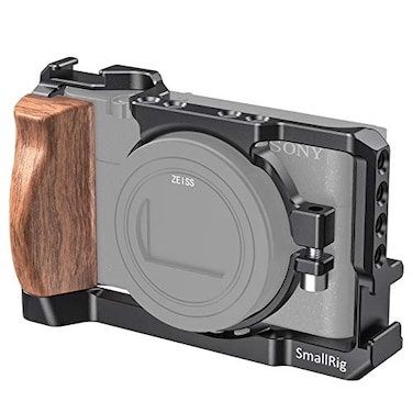 SMALLRIG Vlog Camera Cage for Sony RX100 VI and RX100 VII Camera Fits DSCRX100 M6 and DSCRX100 M7 Camera with Wooden Handle Grip Vlogger Youtuber CCS2434