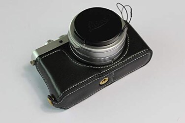 BolinUS DLux 7 Case Handmade Genuine Real Leather Half Camera Case Bag Cover for Leica DLux 7 Bottom Opening Version Hand Strap Black