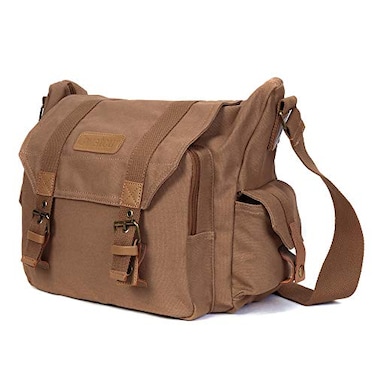 Cwatcun Camera Case Canvas Shoulder Bag with detachable insert Case Shockproof Camera Messenger Bag for Canon Sony Nikon DSLRSLR Mirrorless Camera Bag with Tripod Holder for Men Women ColorBrown
