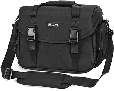 CADeN Camera Bag Case Shoulder Messenger Bag with Tripod Holder Compatible for Nikon Canon Sony DSLR SLR Mirrorless CamerasWaterproof Black Small