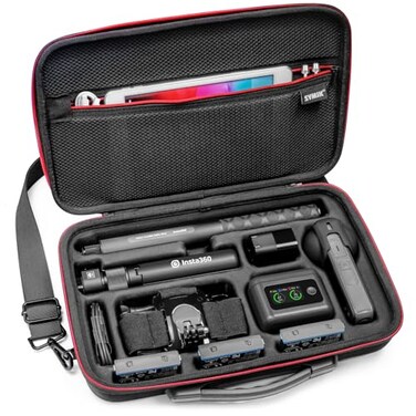 SYMIK S320X Carrying Case for Insta360 X5 X4 Air Antiwater Splash Antishock Compact Travel Bag with Shoulder Strap Handy Handle Protective Storage Nylon Case for Insta 360 X5 X4 Air Accessories