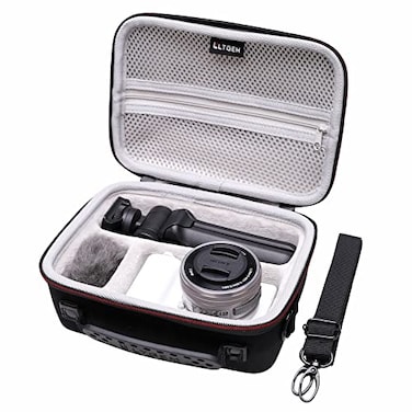 L LTGEM Camera Case Compatible with Sony Alpha ZVE10 ZV1F ZV1 ZV1 II Vlog Camera with Shoulder Strap by LTGEM Fits Vlogger Accessory Kit Tripod and Microphone BlackGray