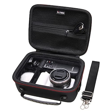 L LTGEM Camera Case Compatible with Sony Alpha ZVE10 ZV1F ZV1 ZV1 II Vlog Camera with Shoulder Strap by LTGEM Fits Vlogger Accessory Kit Tripod and Microphone Black