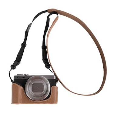VOVMOEYA Protective Camera Case for Canon Powershot G7X Mark IIIG7X Mark II Half Case with Adjustable Shoulder StrapPU g7x Mark iii Accessories LightweightKhaki