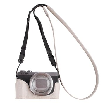 VOVMOEYA Protective Camera Case for Canon Powershot G7X Mark IIIG7X Mark II Half Case with Adjustable Shoulder StrapPU g7x Mark iii Accessories LightweightGrey