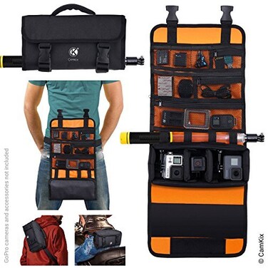 CamKix RollOut Bag with WaistShoulder Strap compatible with GoPro Hero and DJI osmo Action Other ActionCompact Cameras Multiple Carry Options Hand Shoulder Waist Back Smart Case