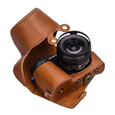 Hargedis XEVN for sony a6400 casefor sony a6300 casePremium PU Full Body Leather Camera Case Bag for sony alpha a6300 a6000 a6100 a6400 Fit 1650mm Lens with Camera Shoulder StrapBrown