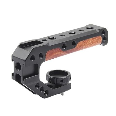 FUGASUN Wooden Camera Top Handle with 3816 Locating PinsWooden Top Handle Grip with Cold Shoes Compatible with ARRI 38 Interface for Camera Cage