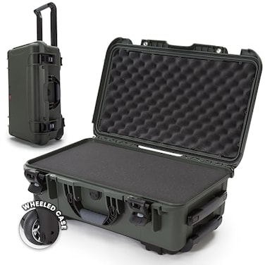 NANUK 935 Hard Case with Cubed Foam Waterproof Protective Equipment Case with Wheels 22 x 14 x 9 Dustproof and Impact Resistant Airline CarryOn Approved Olive