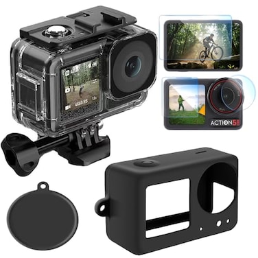 Husiway Accessories Kit for DJI Osmo Action 5 pro 43 Waterproof Case Housing Glass Screen Protector Film Silicone Case Lens Cover for DJI Action 5Pro 43