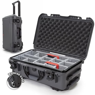 NANUK 935 Hard Case with Padded Divider Waterproof Equipment Case with Wheels 22 x 14 x 9 Dustproof and Impact Resistant Airline CarryOn Approved Graphite