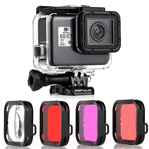 gepuly Gepuly Waterproof Housing Case With Diving Filters For Gopro Hero 5 6 7 Hero 2018 Camer