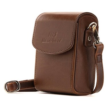 MegaGear Leather Camera Case with Strap Compatible with Canon PowerShot G7 X Mark III G7 X Mark II G7 XDark Brown