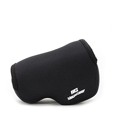 MegaGear Ultra Light Neoprene Camera Case Bag With Carabiner For Panasonic Lumix DmcLx100 Digital Camera Black