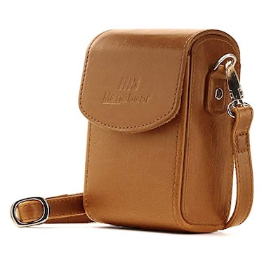 MegaGear MG768 Leather Camera Case with Strap compatible with Canon PowerShot G7 X Mark III G7 X Mark II G7 X Light Brown