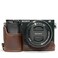 MegaGear MG961 Sony Alpha A6300 A6000 Ever Ready Leather Camera Half Case and Strap with Battery Access Dark Brown