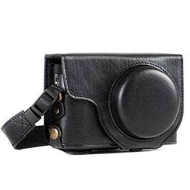 MegaGear MG1258 Ever Ready Leather Camera Case compatible with Panasonic Lumix DCZS80 DCZS70 DCTZ95 DCTZ90 Black