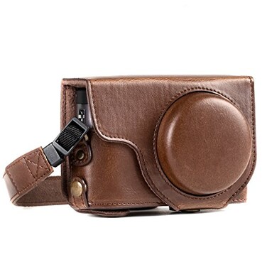 MegaGear MG1259 Ever Ready Leather Camera Case compatible with Panasonic Lumix DCZS80 DCZS70 DCTZ95 DCTZ90 Dark Brown