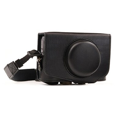 MegaGear MG1173 Canon PowerShot SX740 HS SX730 HS Ever Ready Leather Camera Case with Strap Black
