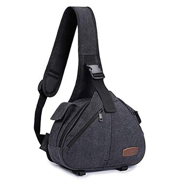 S-ZONE SZONE Canvas Camera Sling Bag DSLR Lens Antitheft Backpack Shoulder Crossbody Case with Tripod Holder