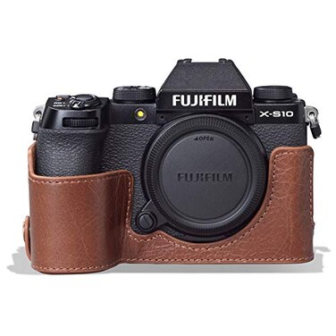 MegaGear MG1962 Ever Ready Genuine Leather Camera Half Case Compatible with Fujifilm XS10 Brown
