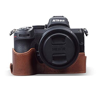 MegaGear MG1945 Ever Ready Genuine Leather Camera Half Case Compatible with Nikon Z5 Brown