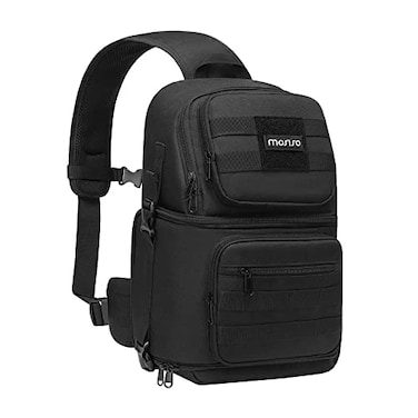MOSISO Camera Sling BagDSLRSLRMirrorless Tactical Camera Crossbody Bag Case Photography Slingpack with Tripod HolderRemovable Modular Inserts Compatible with CanonNikonSonyFuji Black