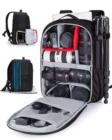 BAGSMART Camera Bag for DSLR Waterproof Camera Backpacks for Photographers Camera Case with Laptop Compartment156 Black